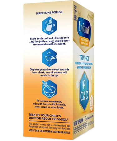 Enfamil Tri-Vi-Sol Infant Multivitamin Drops - Vitamins A, C & D for Growth & Immunity | 50 mL - Buy Online on GoSupps.com