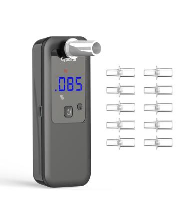 Breathalyzer  Professional Sensor Breath Alcohol Tester High-Accuracy Rechargeable Digital Breathalyzer Personal & Professional Use with 10 Mouthpieces Dark Black