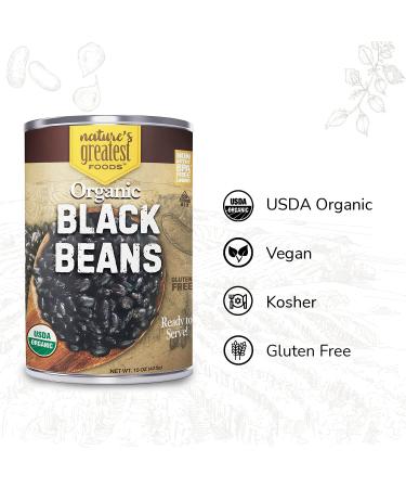 Nature's Greatest Foods Organic Canned Black Beans 15oz - 12 Pack | GMO-Free & Kosher | Ready-To-Serve - Buy Online on GoSupps.com