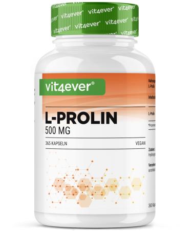 VitamineVersand 24 LProline 365 capsules Highly dosed with 1000mg per daily portion Pure amino acid obtained through fermentation No additives vegan