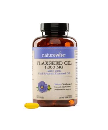 NatureWise Flaxseed Oil 1000 mg Fish Free Omega 3 with 580 mg ALA Dietary Supplement for Immune Health Support - Organic Cold Pressed Non-GMO - 120 Softgels 120-Day Supply