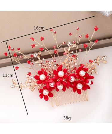 Beavorty Flower Hair Combs Wedding Side Comb Bridal Side Combs Wedding Hair Clip Pearl Comb Clip Crystal Headpiece Handmade Comb Crystal Hair Comb Floral Bridal Clip Manual Headgear Bride - Buy Online on GoSupps.com