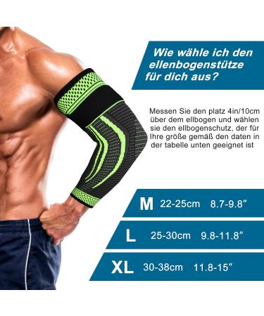 Ruilala Elbow Bandage Compression Breathable Non-Slip Support for Men & Women 2-Piece Set for Tennis Golf Arthritis & Tendonitis (Green M) - Buy Online on GoSupps.com