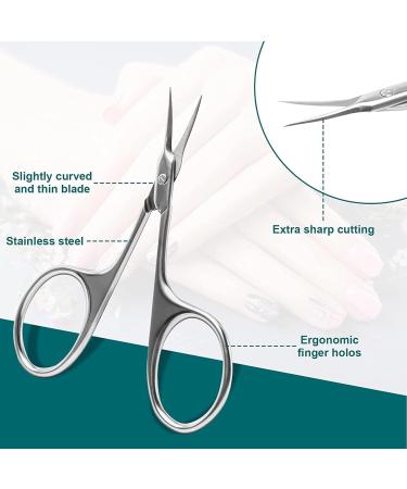 Sandalfon Scissors Extra Sharp Curved Nails Stainless Steel Cuticle Scissors Beauty Scissors for Eyebrows Nails Facial Hair Mustache Nose Hair - Buy Online on GoSupps.com