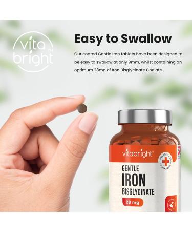 Gentle Iron Tablets 28mg - 180 Vegan Tablets | 3 Month Supply | Iron Bisglycinate Chelate for Men & Women | 200% NRV Iron Pills for Tiredness & Fatigue - Buy Online on GoSupps.com