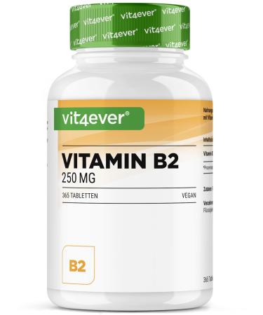 Vitamin B2 (Riboflavin) - 250 mg - 365 tablets - High dose - No unwanted additives - Vegan