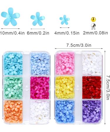KINBOM 2 Boxes 3D Flowers for Nails with Small Caviar Beads Flat Back 3D Acrylic Flower Nail Charms Colorful 3D Floral Nail Charms Nails Designs and Decoration Flowers for DIY Nail Art - Buy Online on GoSupps.com