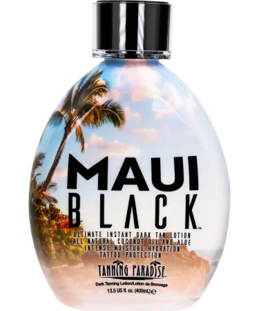 Tanning Paradise Maui Black Tanning Lotion  Instant Dark Tanning Lotion Self Tanner  Natural Self-Tanning Lotion with Coconut Oil and Aloe  Hydration Boost and Tattoo Protection 13.5oz