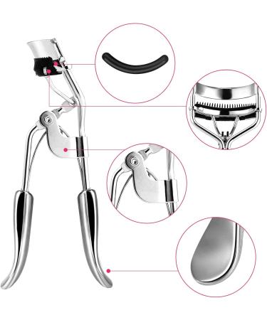 Buy Wllhyf Professional Eyelash Pliers Kit - Metal Makeup Tool with Built-in Comb & 10 Replacement Pads for Dramatically Curved Eyelashes (Silver) - International Shipping Available - Buy Online on GoSupps.com
