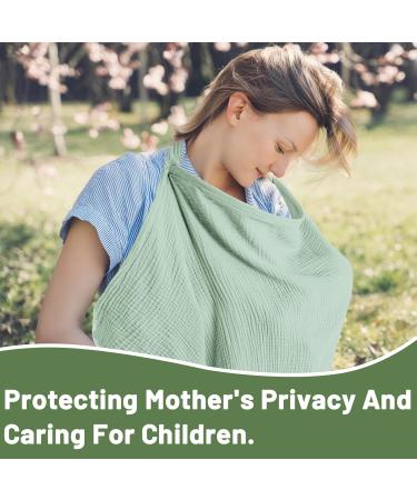 Breathable Cotton Nursing Cover for Breastfeeding | Baby Feeding, Car Seat & Stroller Cover | Light Green - Buy Online on GoSupps.com