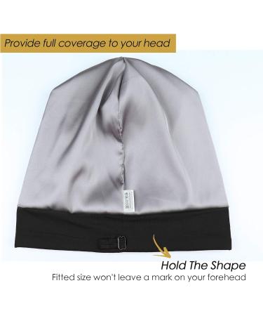 FocusCare Satin Lined Sleep Slouchy Cap - Best Headwear for Curly Hair & Frizzy Hair | Gifts for Women | Dark Black - Buy Online on GoSupps.com