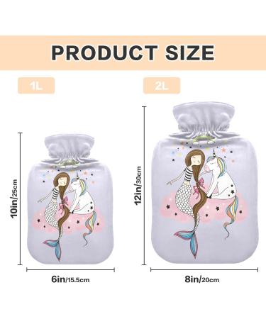 Cute Mermaid Unicorn Hot Water Bottle | Soft 1L Winter Cover for Bed & Comfort - Buy Online on GoSupps.com