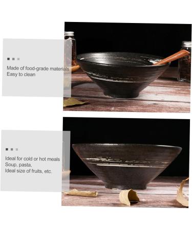 Zerodeko Ramen Bowl Porcelain Japanese Bowl Soy Sauce Ramen Ceramic Serving Soup Ramen-tic Soup Bowl Udon Noodle Bowl Black Flatware Salad Noodles Ceramic Tableware Food Ceramics Spaghetti 20X8CM As Shown - Buy Online on GoSupps.com