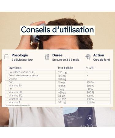 EPYCURE - Hair Loss Treatment for Men - 92% Natural - Limits Loss Accelerates Growth Effective Against Androgenic Alopecia - Cystine Zinc Vitamins - 1 Month - Vegan - Made in France - Buy Online on GoSupps.com