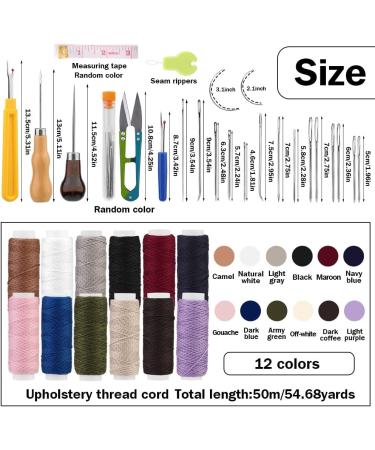 Upholstery Repair Sewing Kit  Heavy Duty Sewing Kit with Leather Sewing Needles  Curved Needles  Upholstery Thread  Sewing Awl  Seam Ripper  Leather Sewing Kit for Tent  Sofa  Canvas  Shoes  Carpet - Buy Online on GoSupps.com