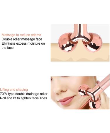 3D Roller Face Massager V Shaped Facial Rollers Face Slimming Tightening Tool Lifting Face Lines Remove Puffiness (Rose Gold) - Buy Online on GoSupps.com