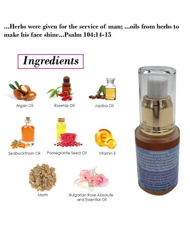 Queen Esther Myrrh Beauty Face Oil - Radiant Skin with Myrrh Rosehip Argan & Seabuckthorn | 1.0 Fl Oz Bulgarian Rose - International Shipping Available - Buy Online on GoSupps.com
