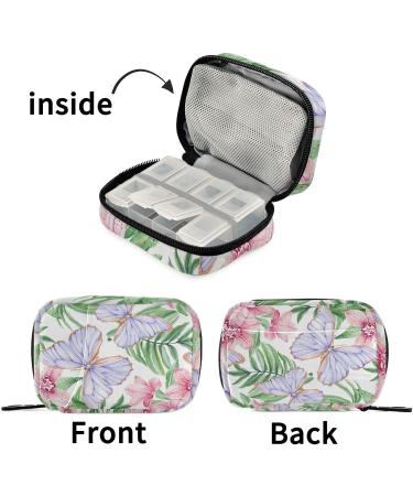 Pfrewn 7-Day Tropical Butterfly Pill Organizer | Portable Weekly Vitamin & Medicine Case with Zipper - Travel-Friendly Supplement Holder - Buy Online on GoSupps.com