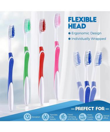 200 Individually Wrapped Disposable Toothbrushes - Soft Bristle Travel Toothbrushes for Hotel Guests, Adults, Kids - Bulk Pack with Rubber Handles (Multi Color) - Buy Online on GoSupps.com