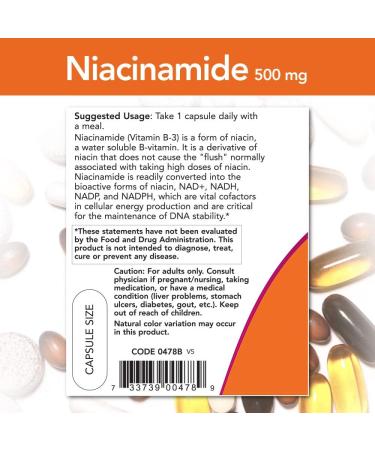 NOW Foods Niacinamide 500mg Vitamin B-3 Capsules 100 Count (3 Pack) 300 Count (Pack of 1) - Buy Online on GoSupps.com