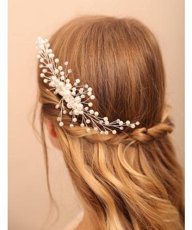 Deniferymakeup Pearl Hair Comb Wedding Hair Comb Pearl Hair Piece Headpiece for Brides Bridal Bridesmaids Crystal Hair Comb for Wedding Hairstyles - Buy Online on GoSupps.com