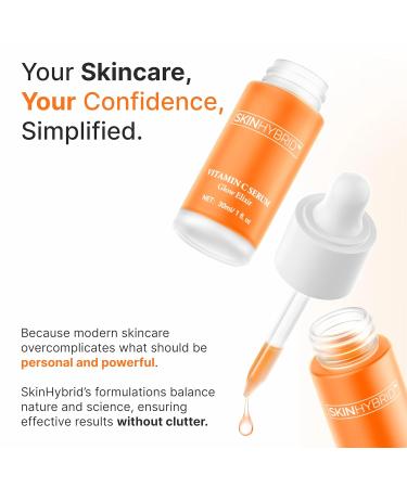 SkinHybrid Glow Elixir - Brightening Vitamin C Serum for Face with Niacinamide & Astaxanthin - Strengthens Skin Barrier, Evens Tone & Hydrates - Dark Spot Corrector, Lightweight (30ml / 1 fl oz) - Buy Online on GoSupps.com