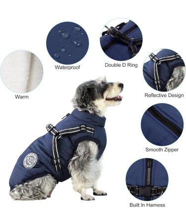 Buy Savlot Dark Blue Dog Jacket - Winter Vest & Pet Sweater for Skiing | Sleeveless Cotton Padded Vest with Chest Strap (Medium - 1 Pack) - Buy Online on GoSupps.com