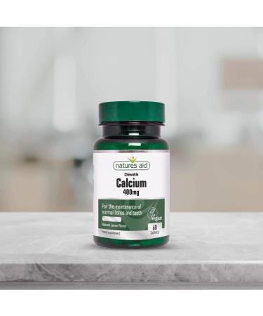 Natures Aid Chewable Calcium 400mg with Vitamin D - 60 Tabs for Strong Bones & Teeth - Buy Online on GoSupps.com