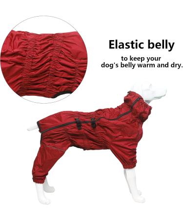 Shop Geyecete Rain Coat for Dogs - Waterproof Reflective & Full Wrap Jacket for All Sizes - Red - Buy Online on GoSupps.com