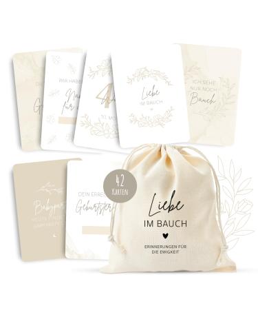 Meinbaby123 milestone cards pregnancy |Milestone cards set gift for pregnancy |Photo cards for pregnancy |42 cards including high quality cotton bags (beige boho)
