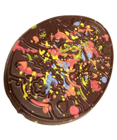 Hand-Painted Solid Flat Easter Egg Made with Premium Swiss 58% Dark Chocolate