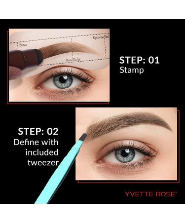 Eyebrow Stamp Stencil Kit with Free Tweezer/Comb Tool | One Step Shaping | Waterproof & Long-Lasting | Perfect Black Powder Finish - Buy Online on GoSupps.com