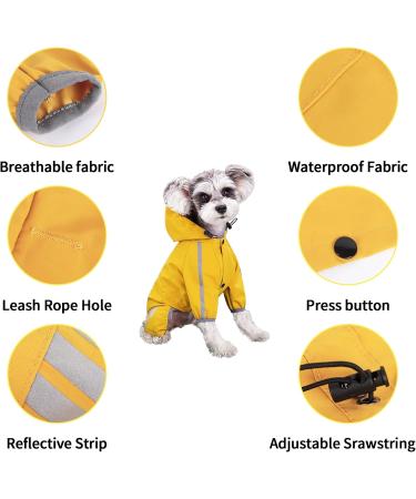 Dog Waterproof Raincoats Adjustable Drawstring Outdoor Puppy Raincoat Poncho Pet Hooded Waterproof Reflective Rain Coat for Small Medium Dogs (Yellow L) Large Yellow - Buy Online on GoSupps.com