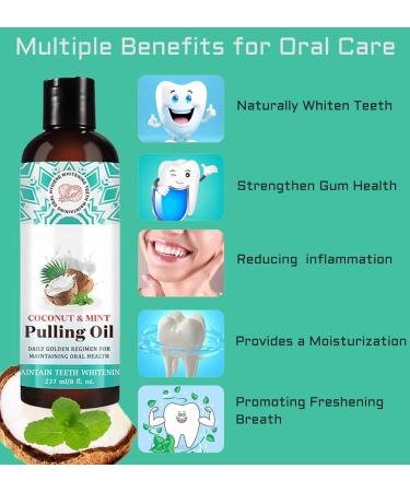 Coconut Pulling Oil - Mint Oil Pulling Mouthwash for Whiter Teeth & Healthy Gums | Natural Oral Care Alcohol-Free (8 Fl.Oz - Buy Online on GoSupps.com