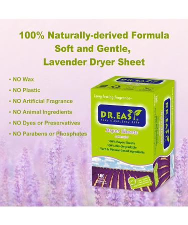 Dr. Eeasy Lavender Dryer Cloths for Sensitive Skin | 160 ct 100% Rayon Fabric Softener Sheets | Eco-Friendly Laundry Essential - Buy Online on GoSupps.com