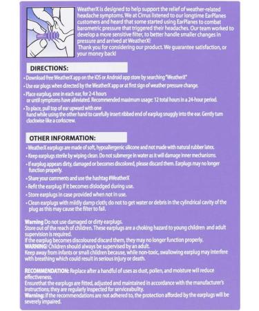 WeatherX Migraine Prevention Pressure Filtering Earplugs - Adult Size (1 Pair) - Buy Online on GoSupps.com