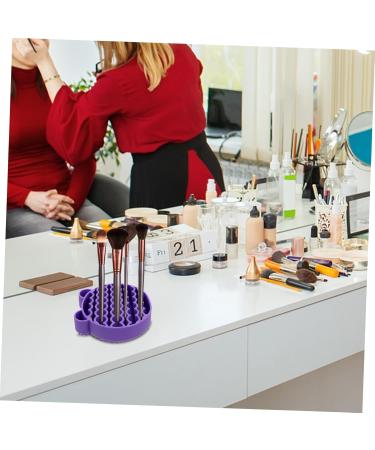 2-in-1 Silicone Makeup Brush Cleaner Pad & Storage Holder - Easy Brush Cleaning Mat (11x10cm Purple) | International Shipping Available - Buy Online on GoSupps.com