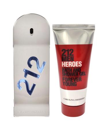 Carolina Herrera 212 Heroes Forever Young 3oz EDT Spray 3.4oz Bath and Shower Gel Men 2 Pc Gift Set - Buy Online on GoSupps.com