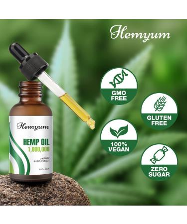 Organic Hemp Oil by Hemyum - 1 000 000 Maximum Strength - Anxiety & Stress Relief - Natural Hemp Tincture - 3-Pack - Buy Online on GoSupps.com