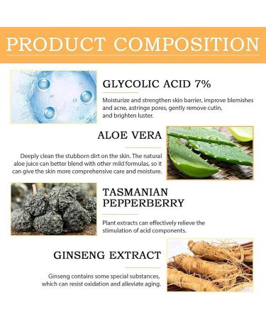 Glycolic Acid 7% Toning Resurfacing Solution - Glycolic Sour 7% Toner - Hydrating Toning Solution - Skincare Hyaluronic Acid Serum - for Blemishes and Acne Prevents Skin Aging Strengthen Your Skin - Buy Online on GoSupps.com