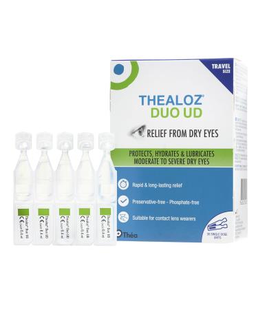 30 Thealoz Duo Unidose Eye Drops Travel Size| Rapid & Long-Lasting Relief for Dry Tired & Sore Eyes | Gentle Preservative-Free Formula | Suitable for Contact Lens Wearers | 30 x 0.4ml Single Dose Units