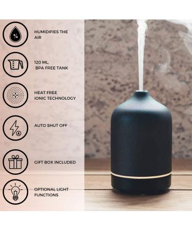 Ajna Ceramic Essential Oil Diffuser - Elegant Aromatherapy Diffuser for Home and Office - 3-in-1 Humidify, Ionize, and Diffuse - 100ml Carbon - Buy Online on GoSupps.com