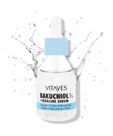 Vitayes 1% Bakuchiol Organic Retinol Serum - Natural Retinol Serum Alternative Moisture Skin Repair - Anti-Ageing & Gentle Care - For Renewed & Radiant Skin 30 ml