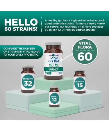 Vital Planet - Vital Flora Men 55+ Daily Probiotic 60 Billion CFU 60 Diverse Strains 7 Organic Prebiotics Immune Support Gas Relief Colon and Digestive Health Probiotics for Men 30 Capsules - Buy Online on GoSupps.com