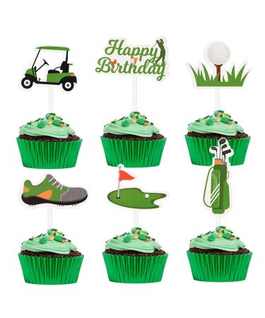 HOKPA Golf Cupcake Toppers 36Pcs Golf Shoes Bag Ball Carts Lawn Cupcake Picks for Birthday Baby Shower Sports Theme Party Decoration