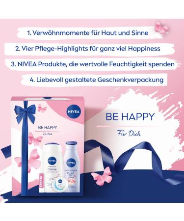 Nivea Be Happy Gift Set - Pampering Beauty Set with Shower Gel Body Lotion & Moisturizing Care Products | International Shipping - Buy Online on GoSupps.com