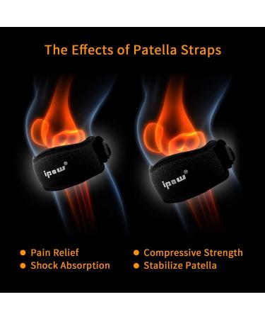 IPOW 2 Pack Knee Strap for Pain Relief & Patellar Tendon Support - Adjustable Brace for Basketball, Running, Volleyball - Black - Buy Online on GoSupps.com