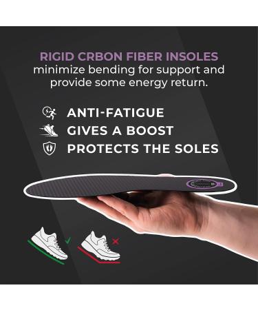 Carbon Fiber Insoles 2-Piece Set | Rigid Carbon Shoe Inserts for Sports & Recovery | Ideal for Running, Hiking & Training | Men 6.5-7/Women 7.5-8 - Buy Online on GoSupps.com