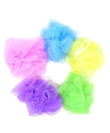 Honbay 5PCS Small Mesh Pouf Mesh Bath Shower Sponge for Travel and Business Trip