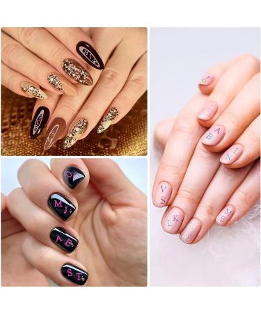 OIIKI 12 Sheets 3D Holographic Letters Nail Stickers - Fluorescent Color Self Adhesive Decals for Women Girls Nail Art - Style 1 - Buy Online on GoSupps.com